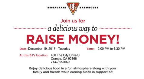 Holiday Concert Dine Out Fundraiser at BJ’s Restaurant