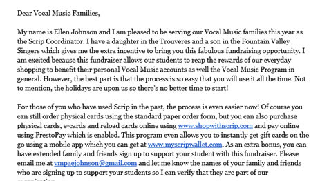 Vocal Music Parents Association (VMPA) News
